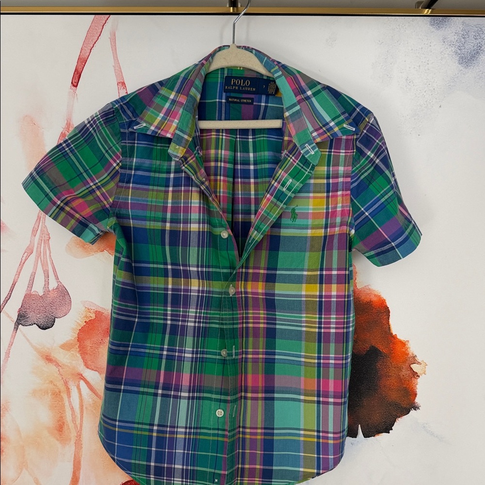 Polo by Ralph Lauren Kids Vibrant Plaid Button-Down Shirt Size:7 - Picture 2 of 2